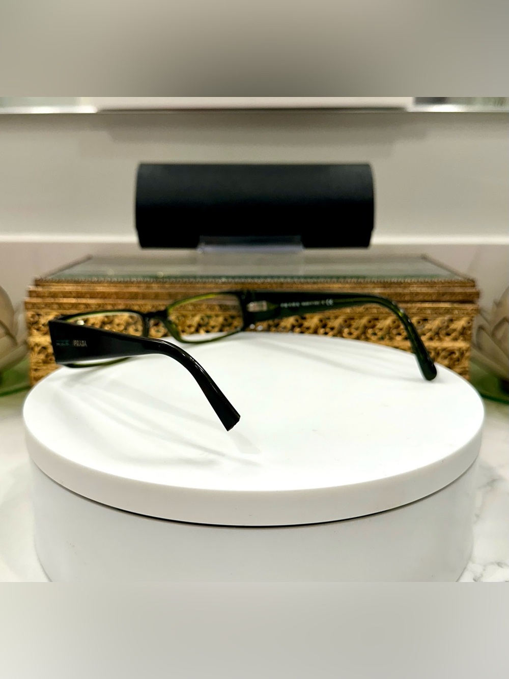 Prada Project Green Jeweled Rx Eyeglass Frames, 1 broken temple tip w/Prada Case - Picture 7 of 17